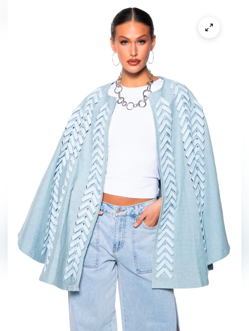 Akira Label Phantogram Denim Poncho with Laces OS Sold out online
